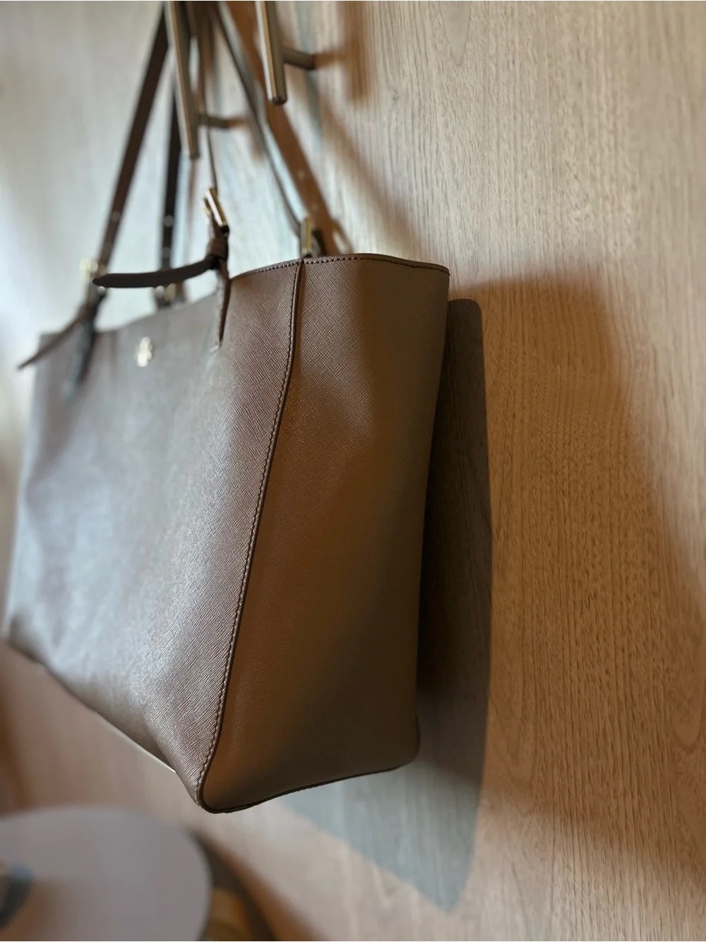 Tory Burch Emerson Saffiano Leather Buckle Tote - French Gray